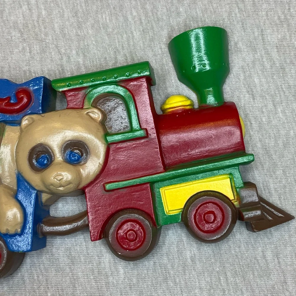 Vintage train decor Burwood USA made wall plastic children decor hanging circus